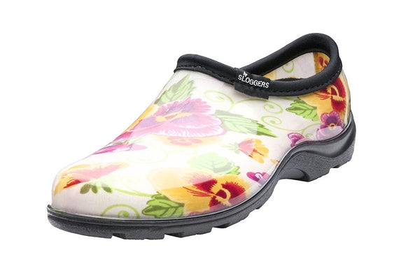 Sloggers Women's Rain & Garden Shoes Cream Pansy