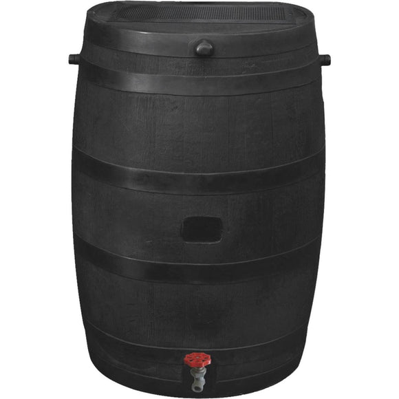 RTS Home Accents ECO 50 Gal. Black Recycled Polyethylene Rain Barrel