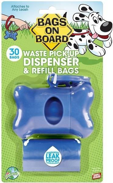 Bags on Board Dog Waste Bag Bone Dispenser with 30 Refill Bags, PINK