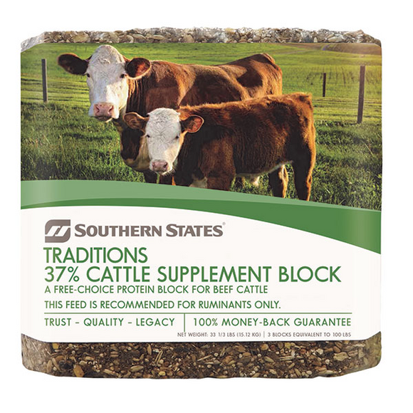 SOUTHERN STATES TRADITIONS 37% CATTLE SUPPLEMENT BLOCK 33 1/3 LB