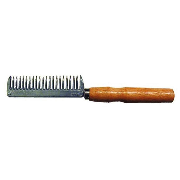 ALUMINUM TAIL COMB WITH WOOD HANDLE FOR HORSES
